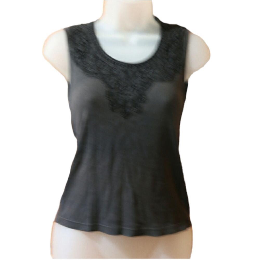 Odille Black Lacey Tank Top Small Casual Layering Summer Top